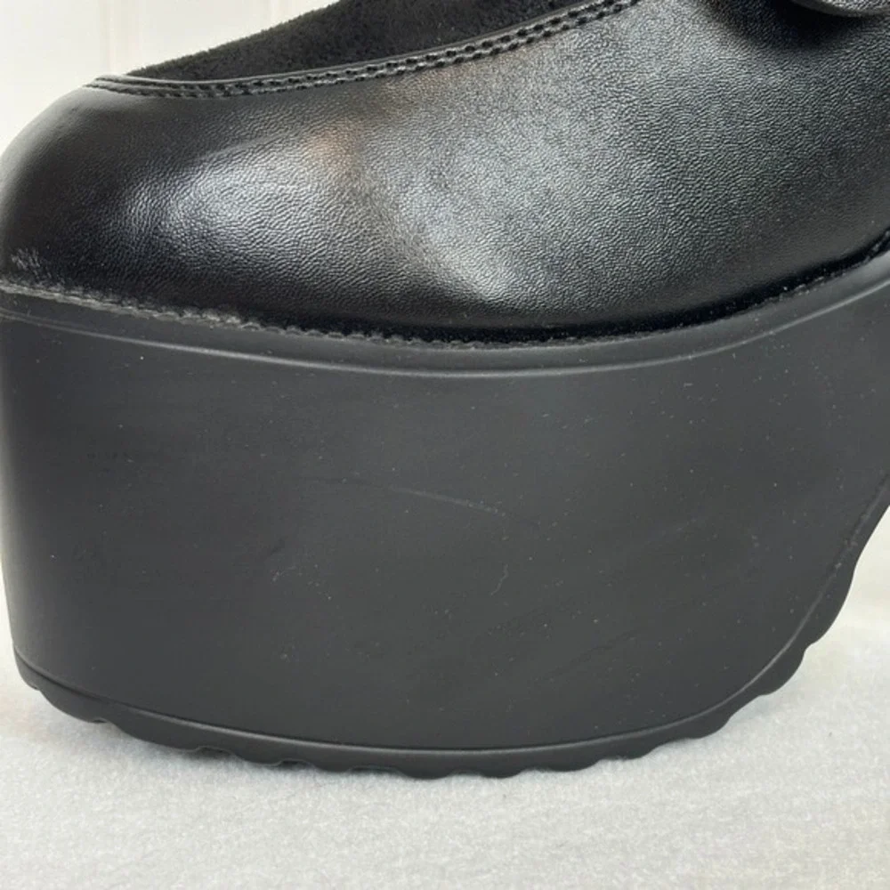 Hot Topic Black Ruffle Chain‎ Platform Boots size 11 Gothic Punk Whimsigoth Rock